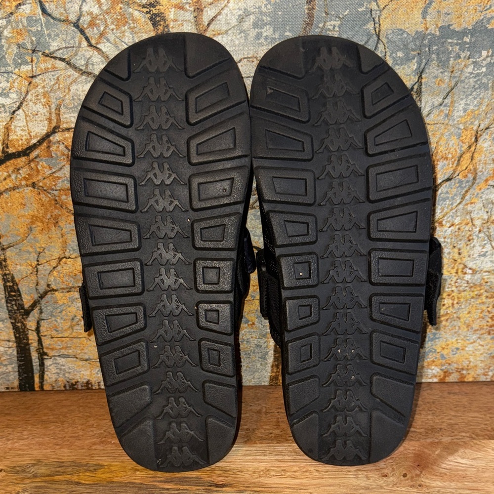 NWOB Kappa 222 Banda Mitel 1 Black Grey Logo Strap slide Sandals M=10  W=11.5-12 - Picture 4 of 8